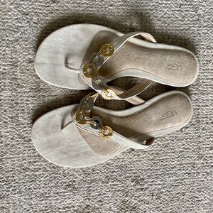 Ugg Embellished Leather Flip Flops